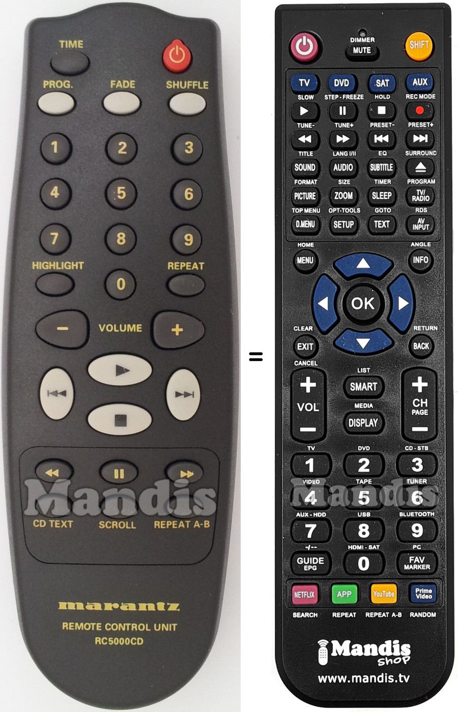 Replacement remote control Marantz RC5000CD