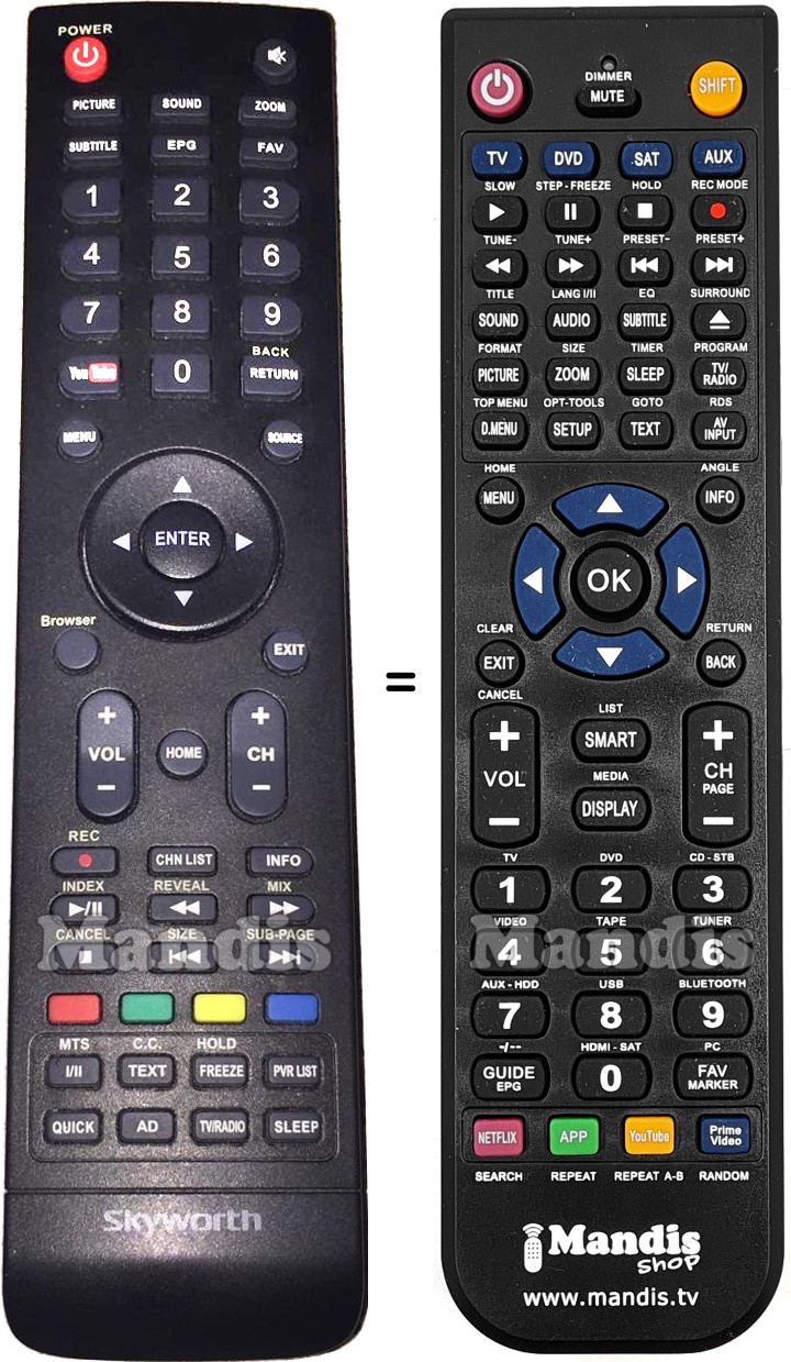 Replacement remote control Brandt 49E5600