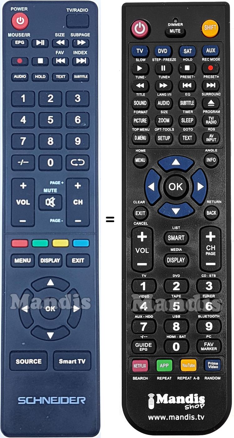 Replacement remote control SCHNEIDER 55SSCU712K
