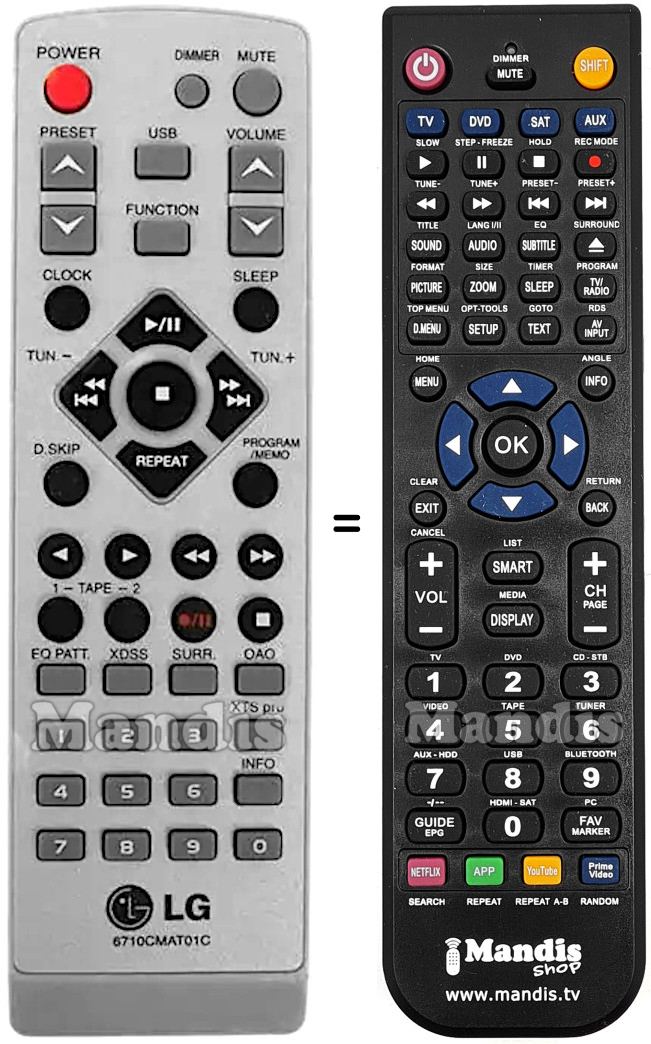 Replacement remote control LG 6710CMAT01C