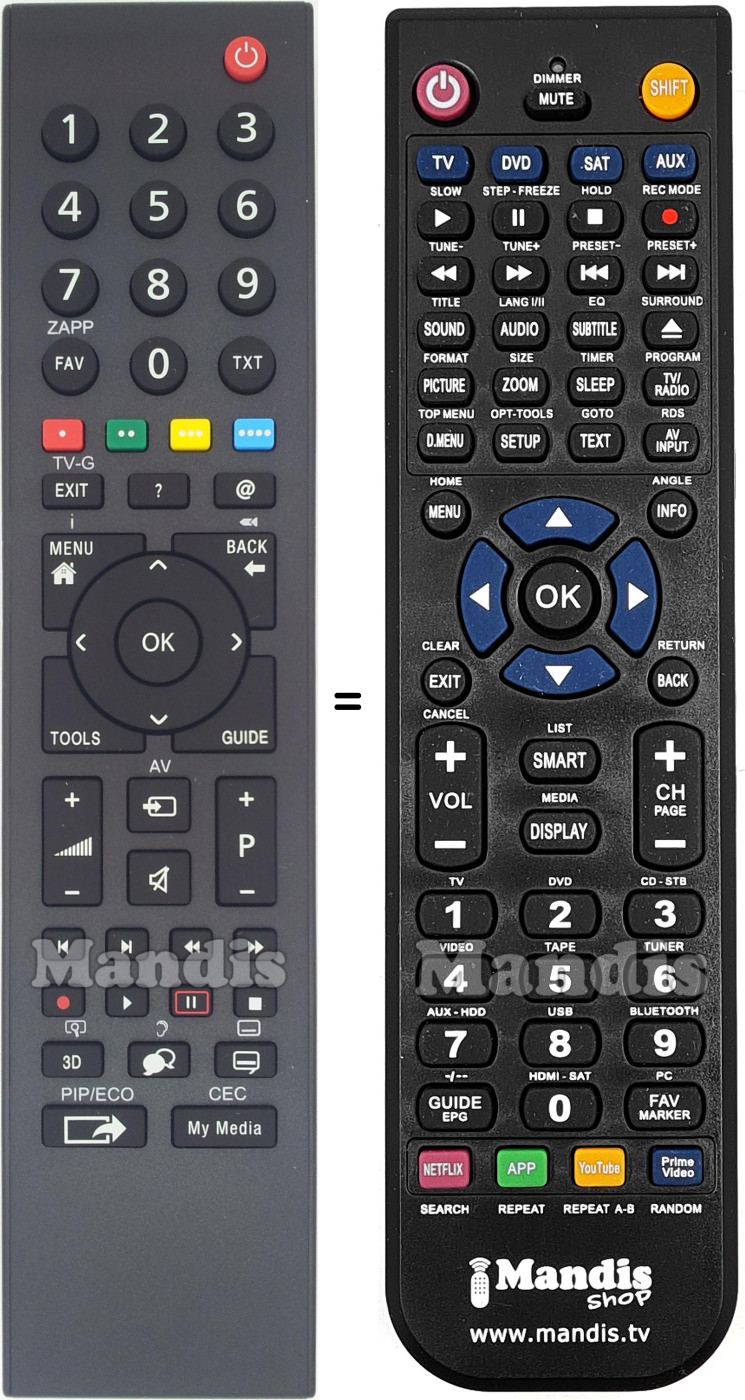 Replacement remote control AQP MHS187R