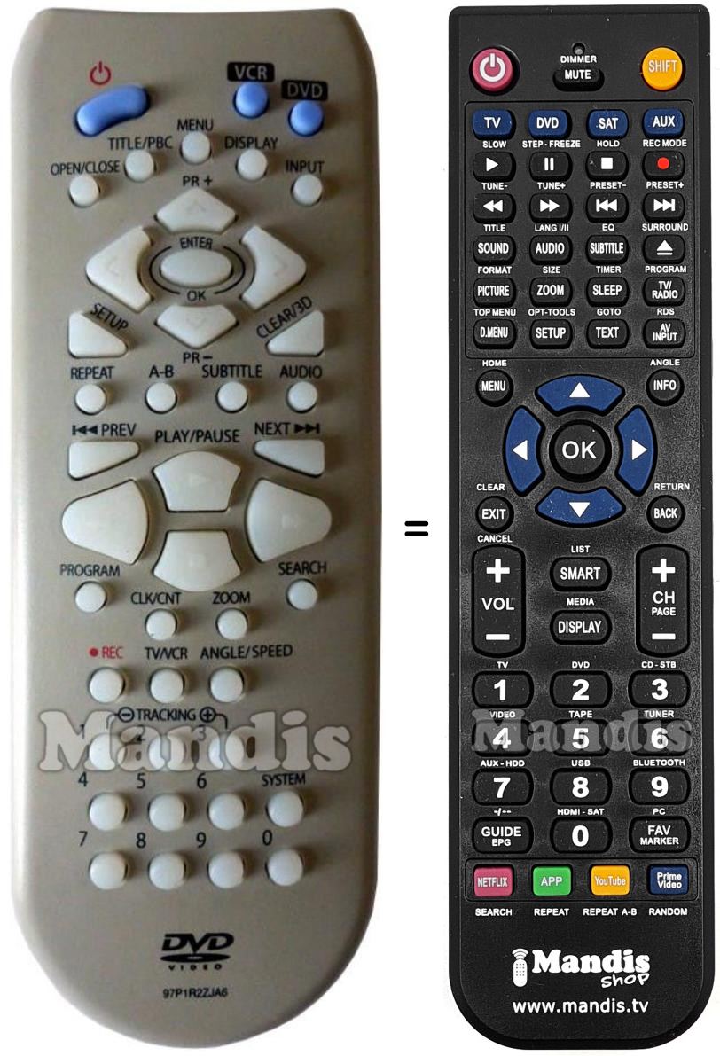 Replacement remote control Daewoo 97P1R2ZJA6
