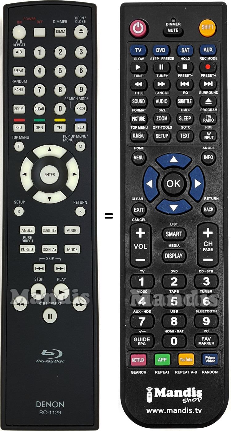 Replacement remote control Denon RC-1129