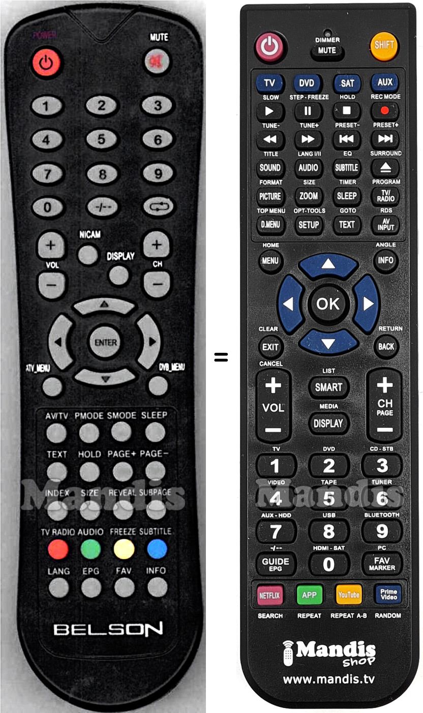 Replacement remote control Belson BSV1581