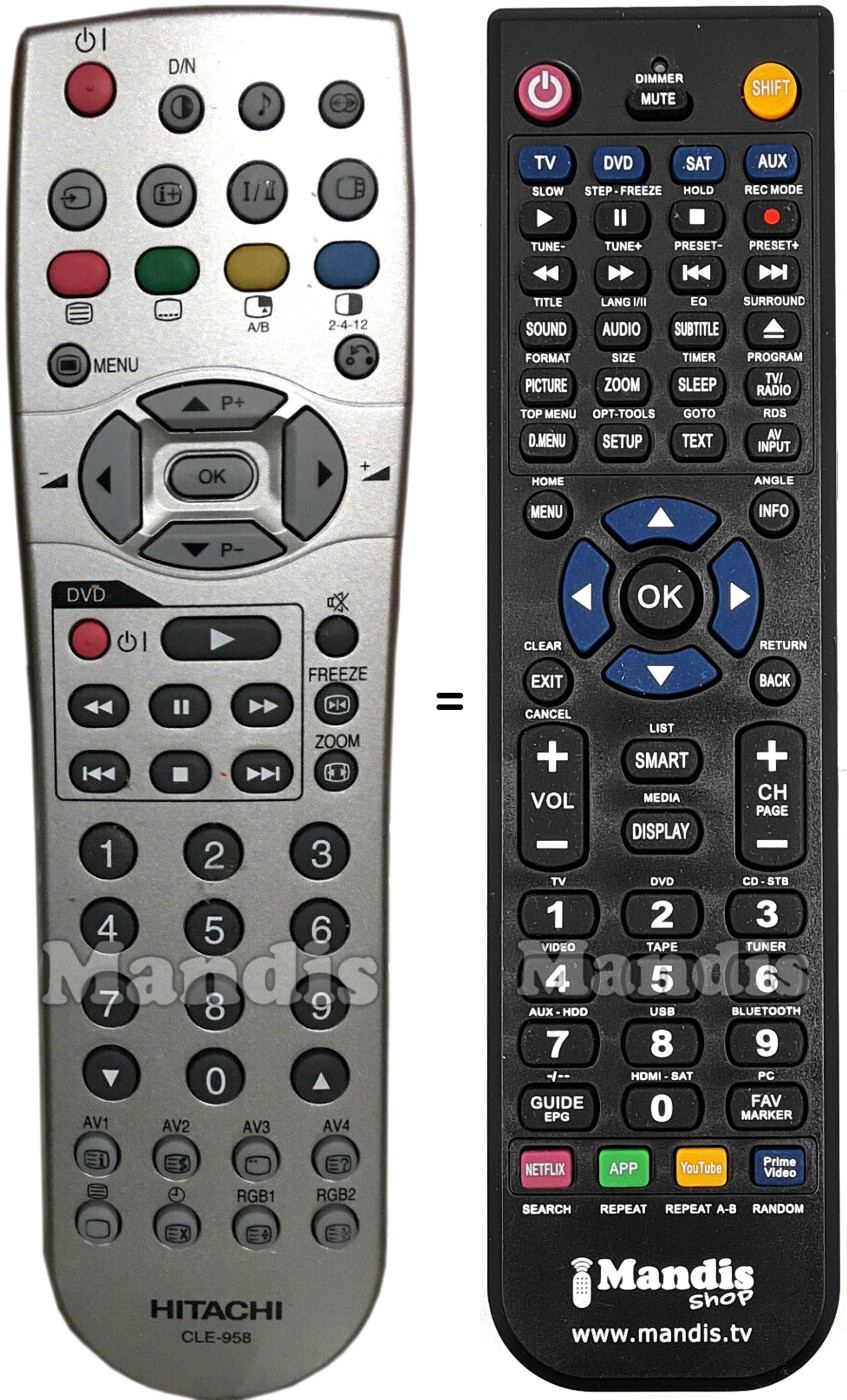 Replacement remote control Hitachi CLE-958
