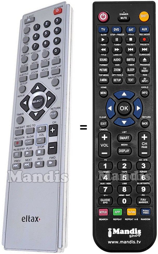 Replacement remote control ELTAX DVR-554 HD