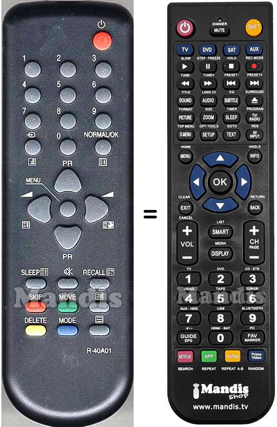 Replacement remote control Daewoo R-40A01