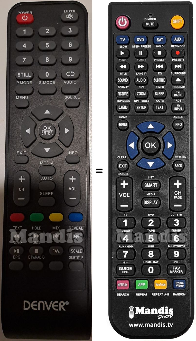 Replacement remote control Denver LED-3271MK2