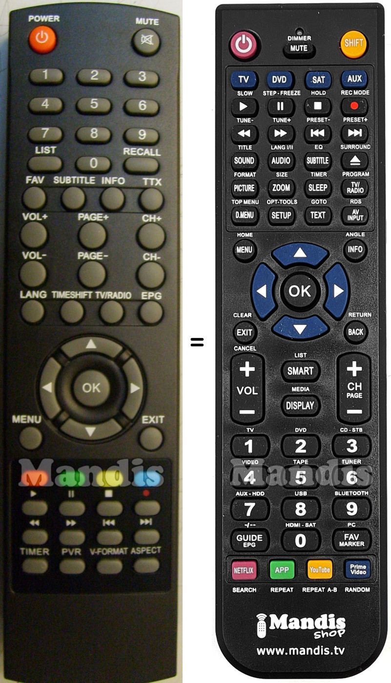 Replacement remote control Denver DMB112HD