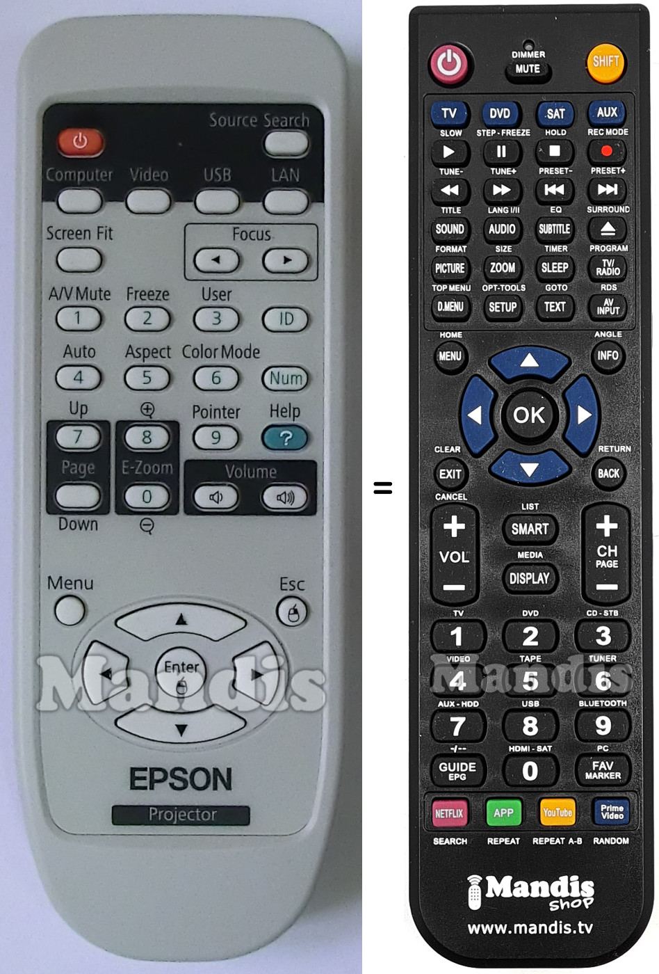 Replacement remote control Epson 1507996
