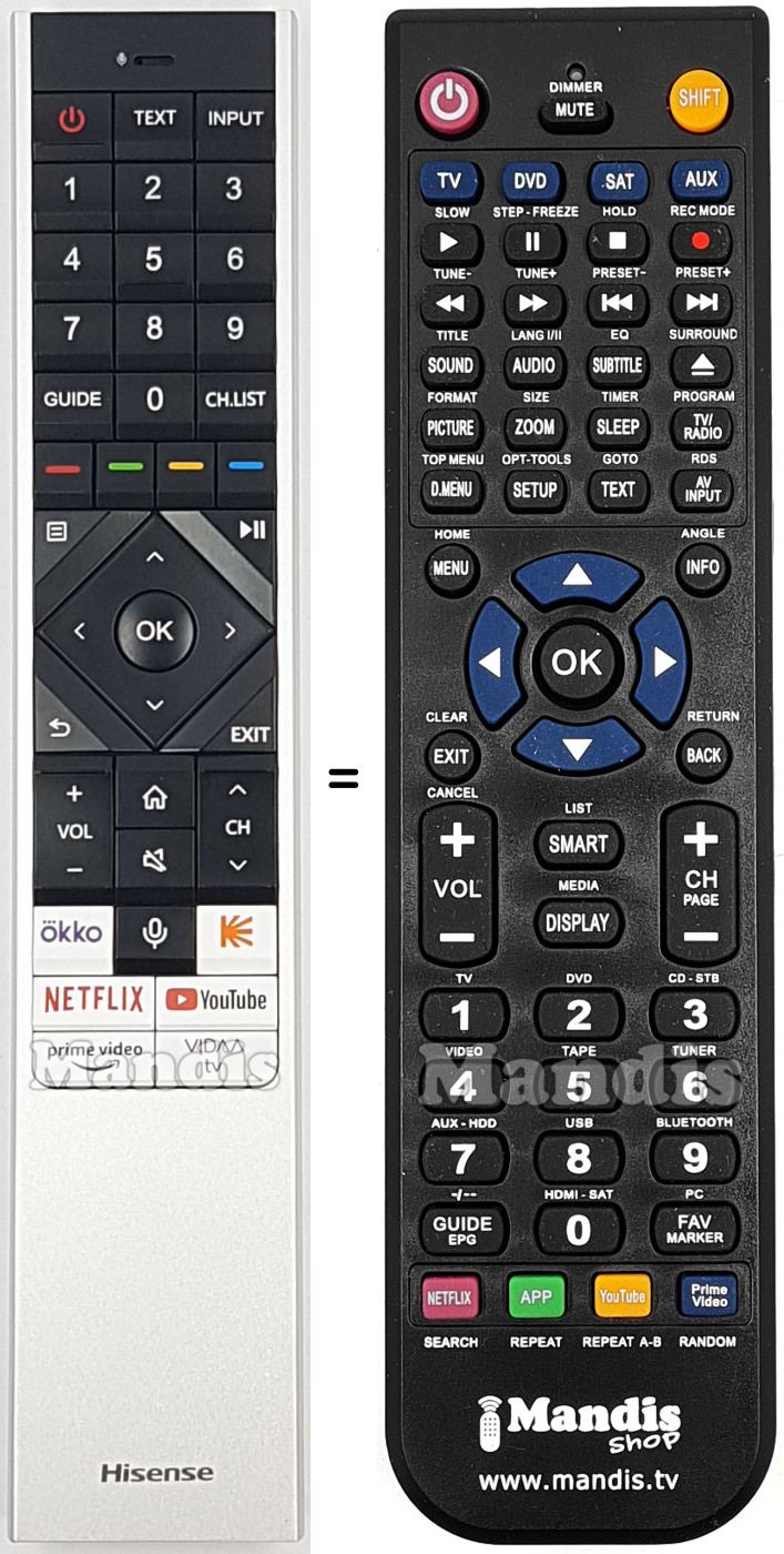 Replacement remote control Hisense ERF6Q64H