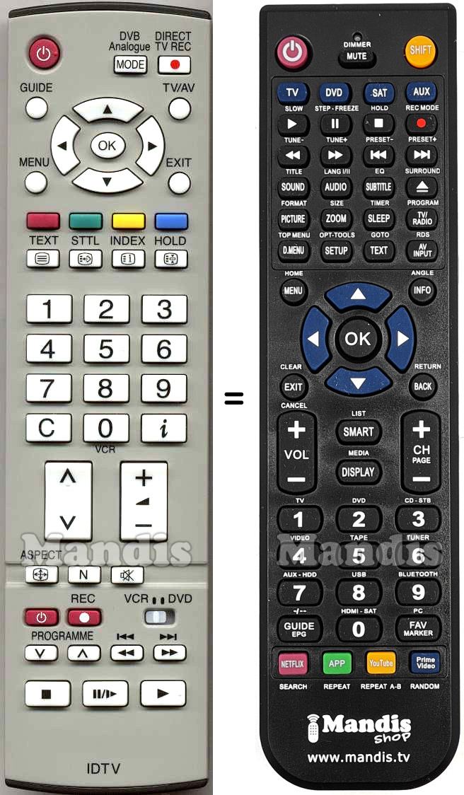 Replacement remote control Panasonic EUR 7651050 A