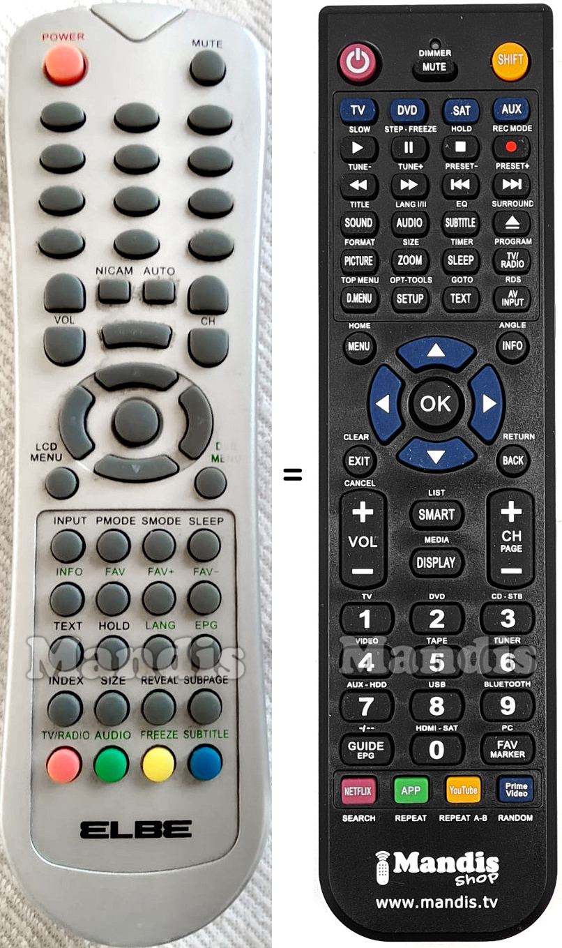 Replacement remote control XTV-1730-TDT