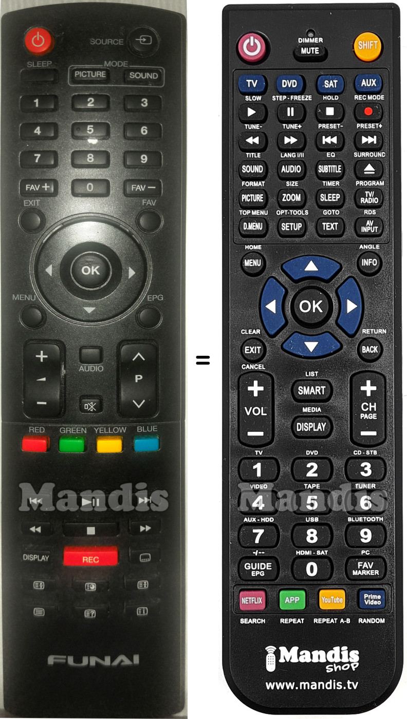 Replacement remote control Funai 32FL532/10