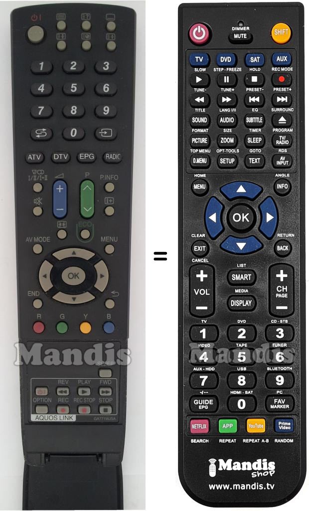 Replacement remote control Sharp GA771WJSA