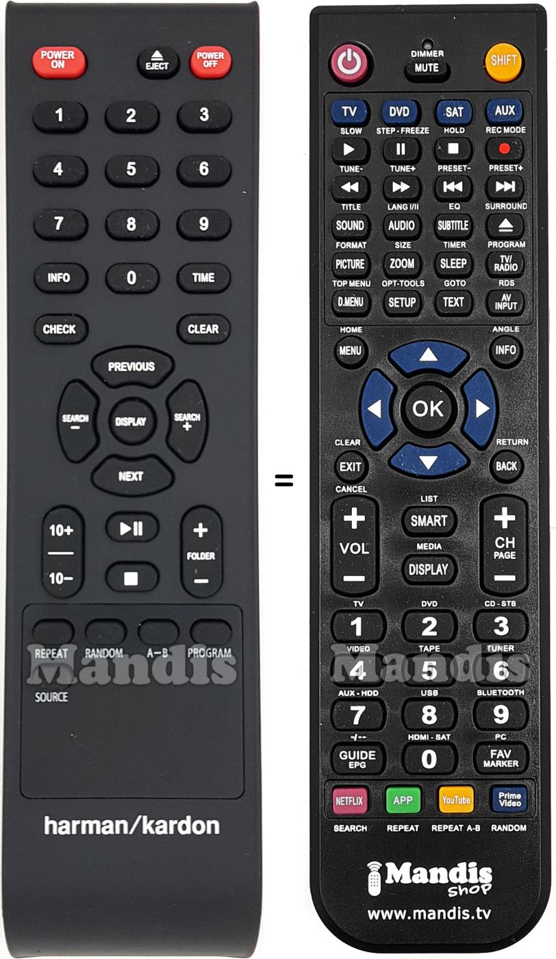 Replacement remote control HARMAN KARDON HD3700