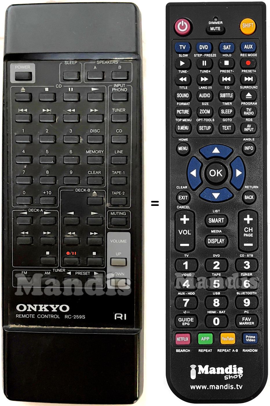 Replacement remote control Onkyo RC-259S