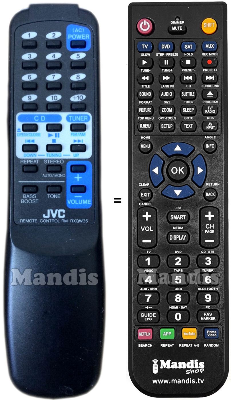 Replacement remote control JVC RM-RXQW35
