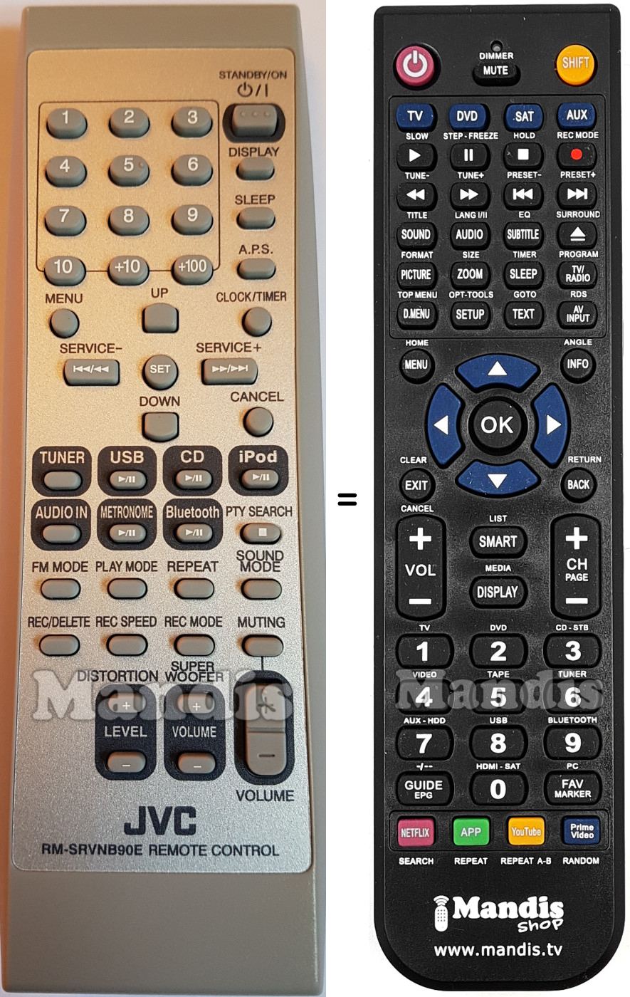 Replacement remote control JVC RM-SRVNB90E