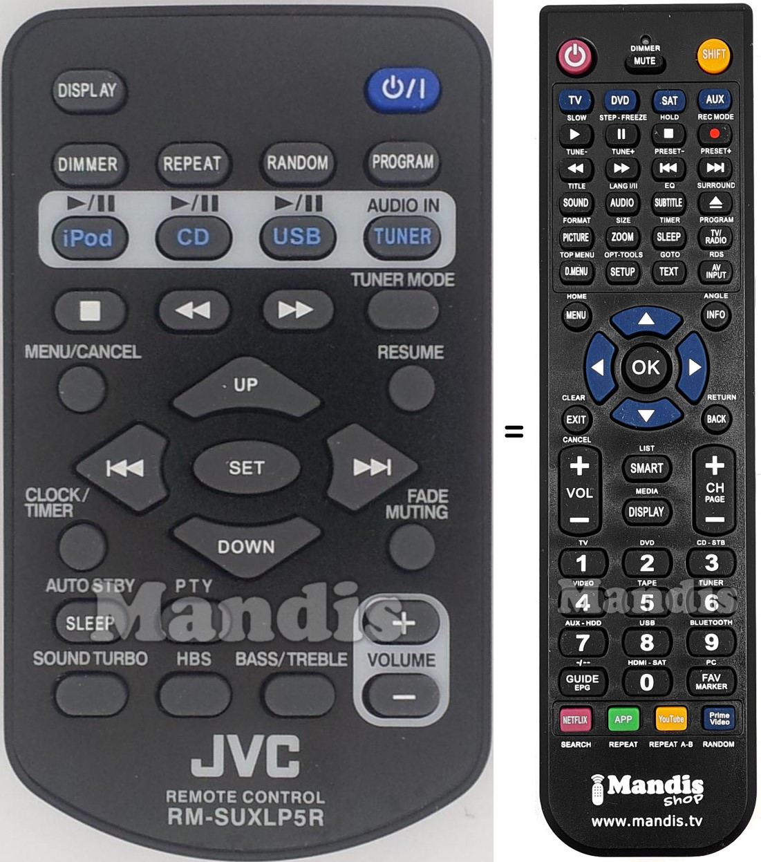 Replacement remote control JVC RM-SUXLP5R