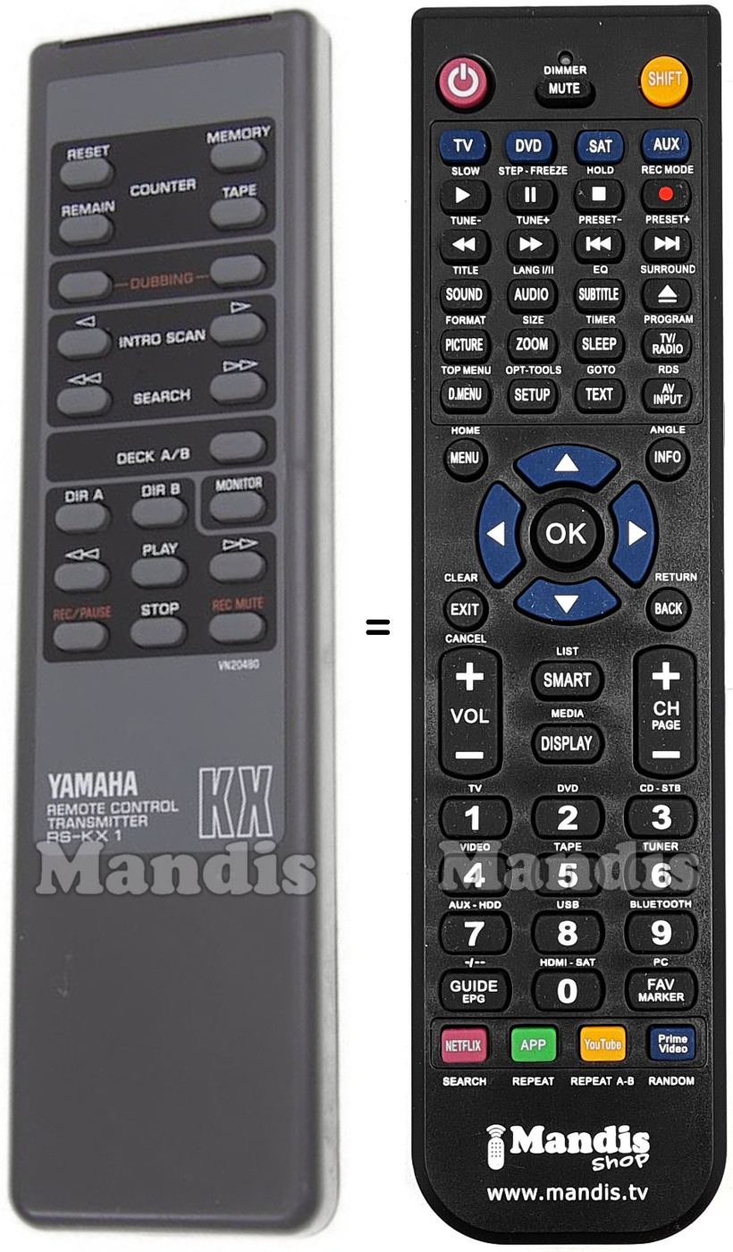 Replacement remote control Yamaha RS-KX1