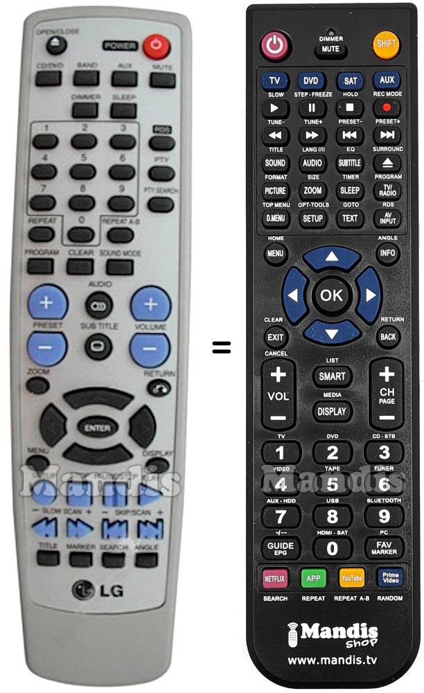 Replacement remote control LG 6710RCAL11B
