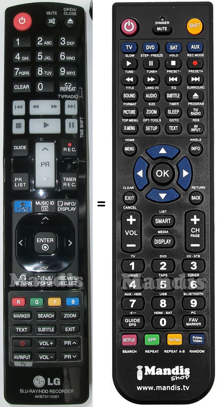 Replacement remote control LG AKB73115301