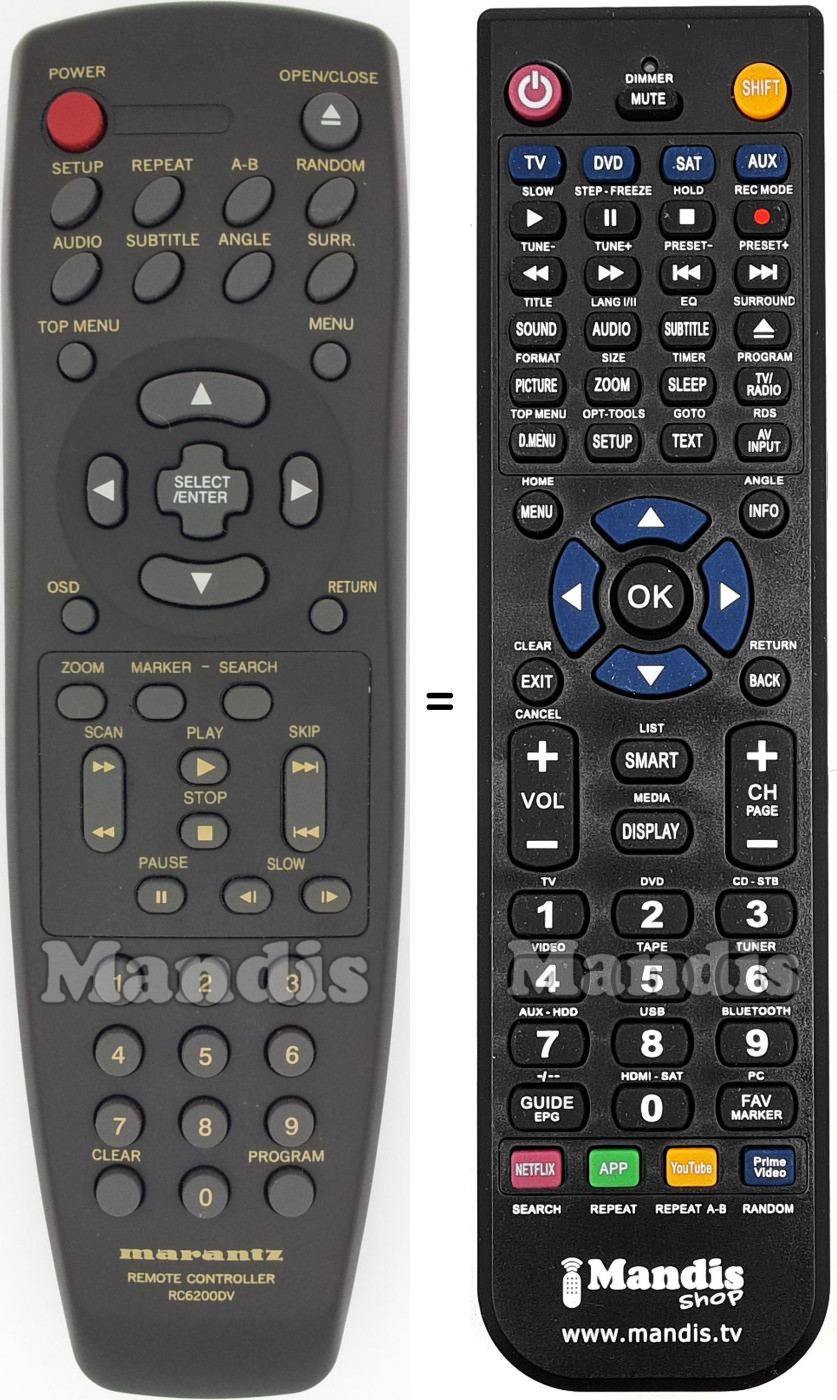 Replacement remote control Marantz RC6200DV
