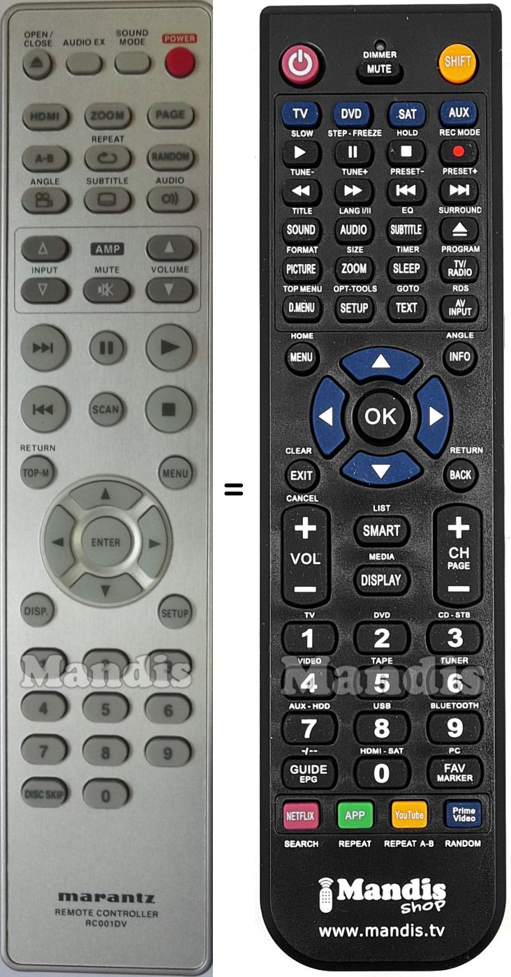 Replacement remote control Marantz RC001DV