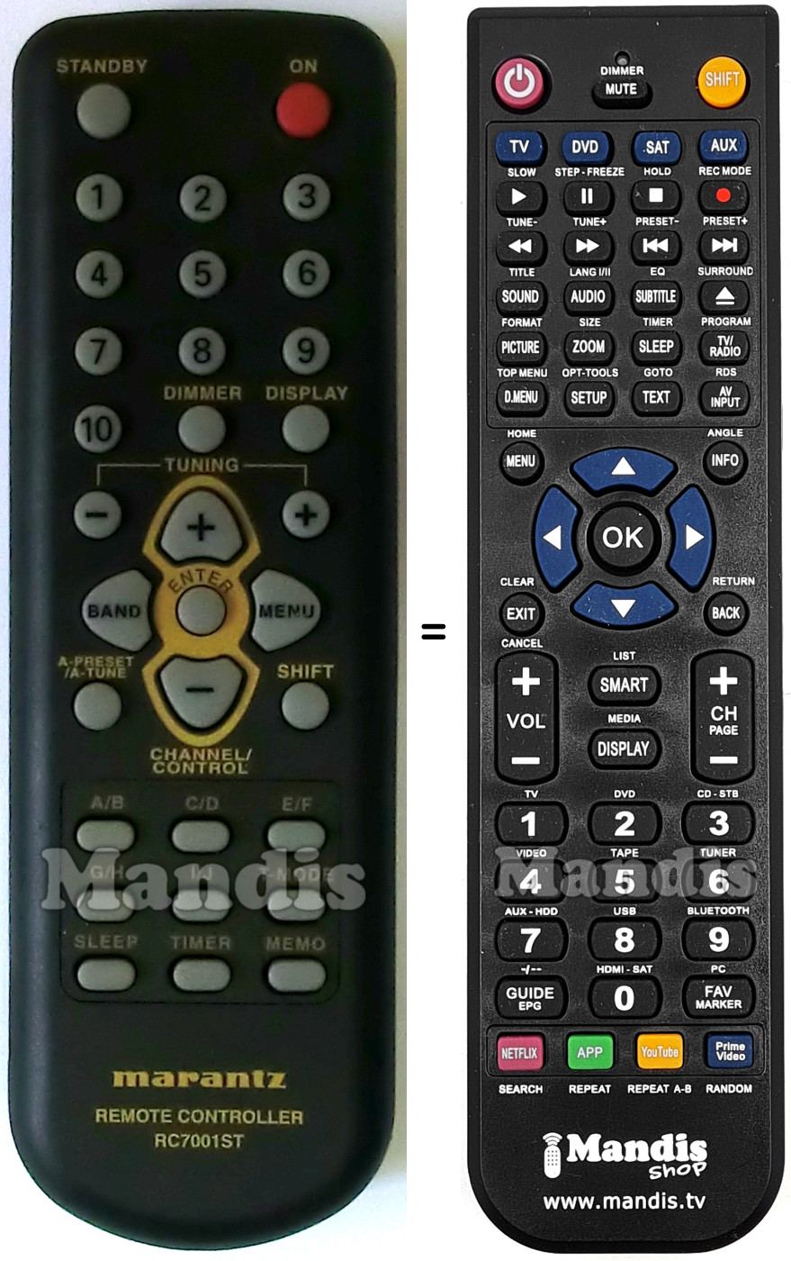 Replacement remote control RC7001ST