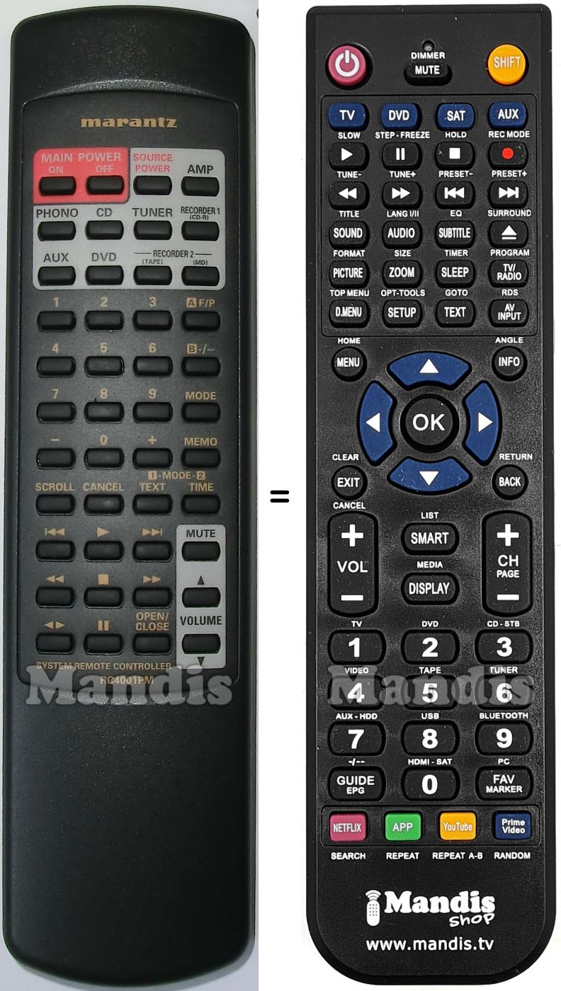 Replacement remote control Marantz RC4001PM