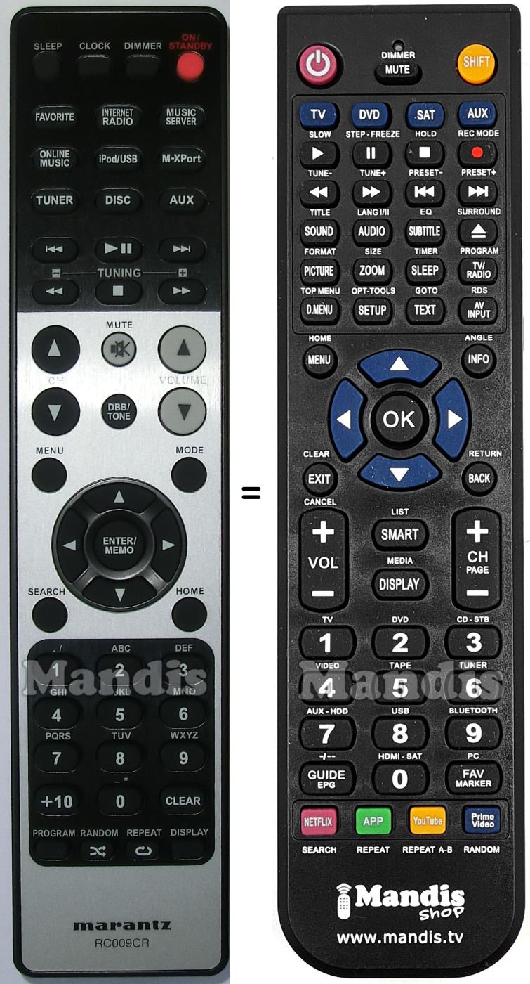 Replacement remote control Marantz RC009CR