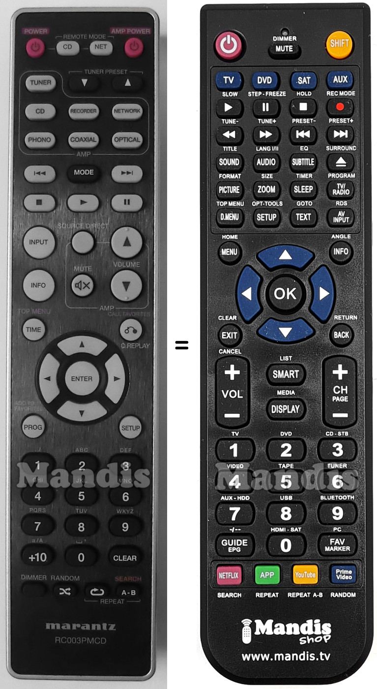 Replacement remote control Marantz RC003PMCD