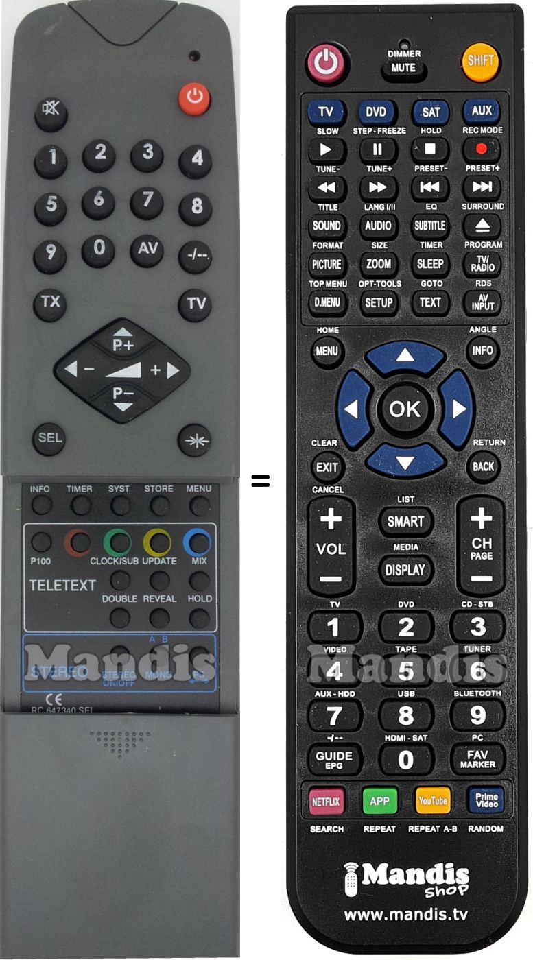 Replacement remote control RC647340