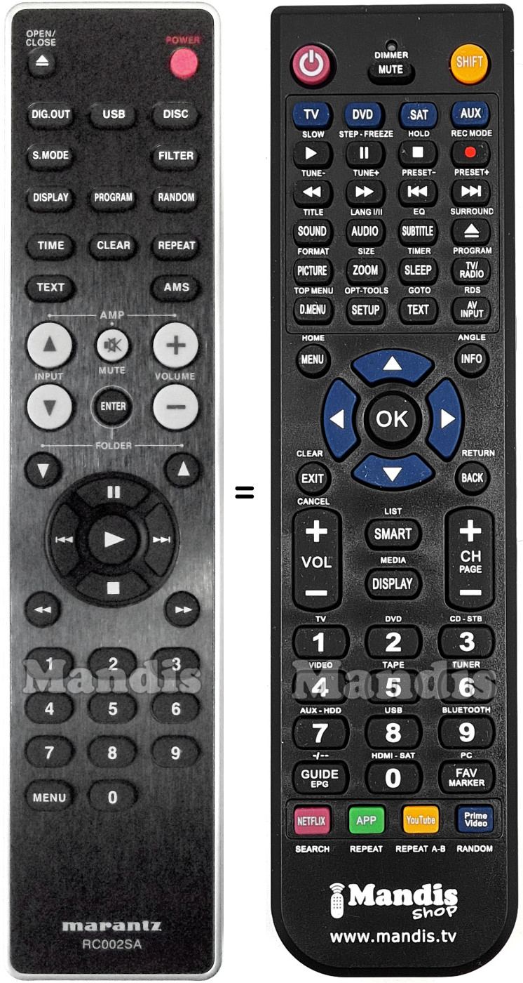 Replacement remote control RC002SA