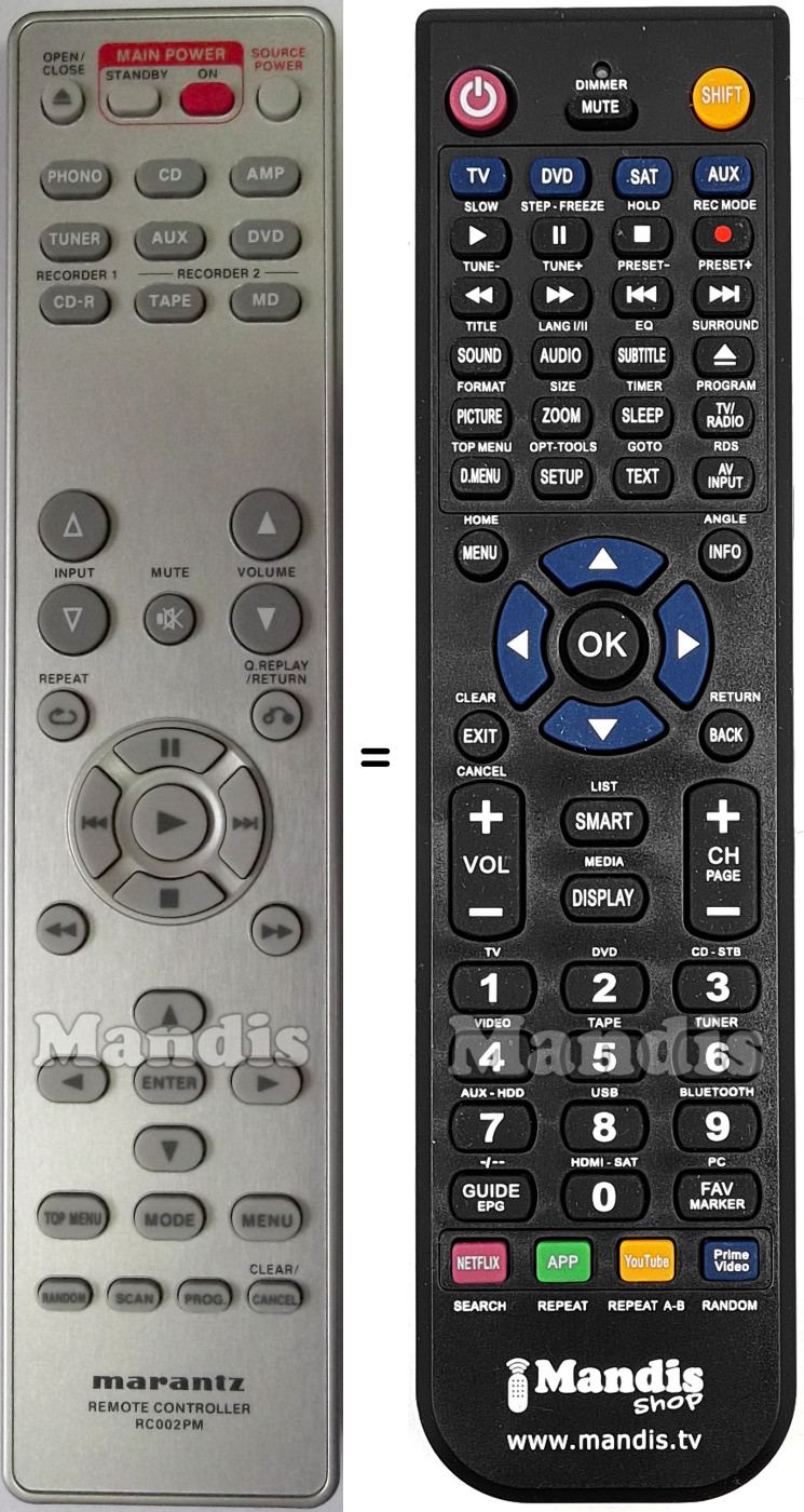 Replacement remote control Marantz RC002PM