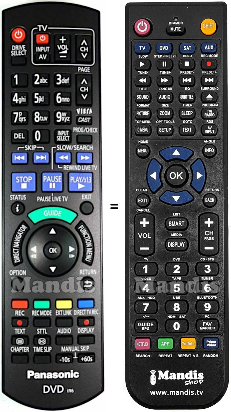 Replacement remote control Panasonic N2QAYB000477