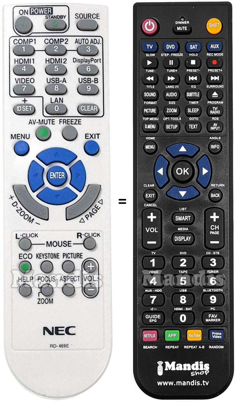 Replacement remote control Nec RD-469E