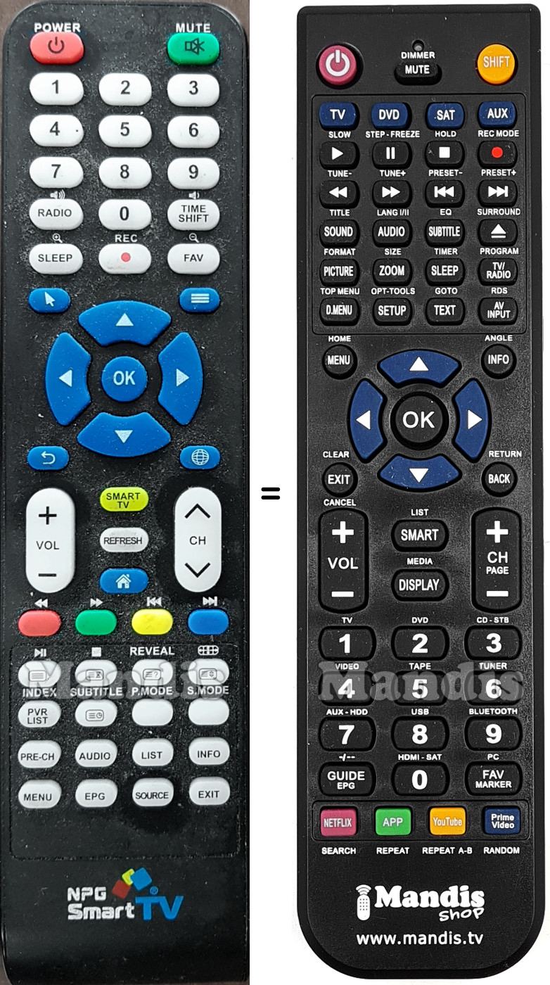 Replacement remote control Npg NPG013