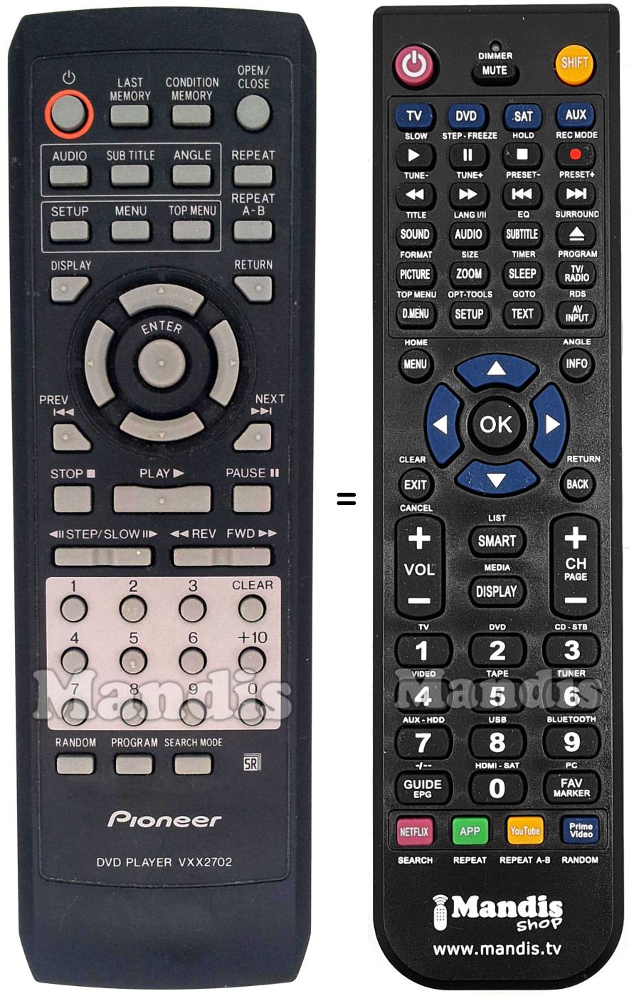 Replacement remote control Pioneer VXX2702