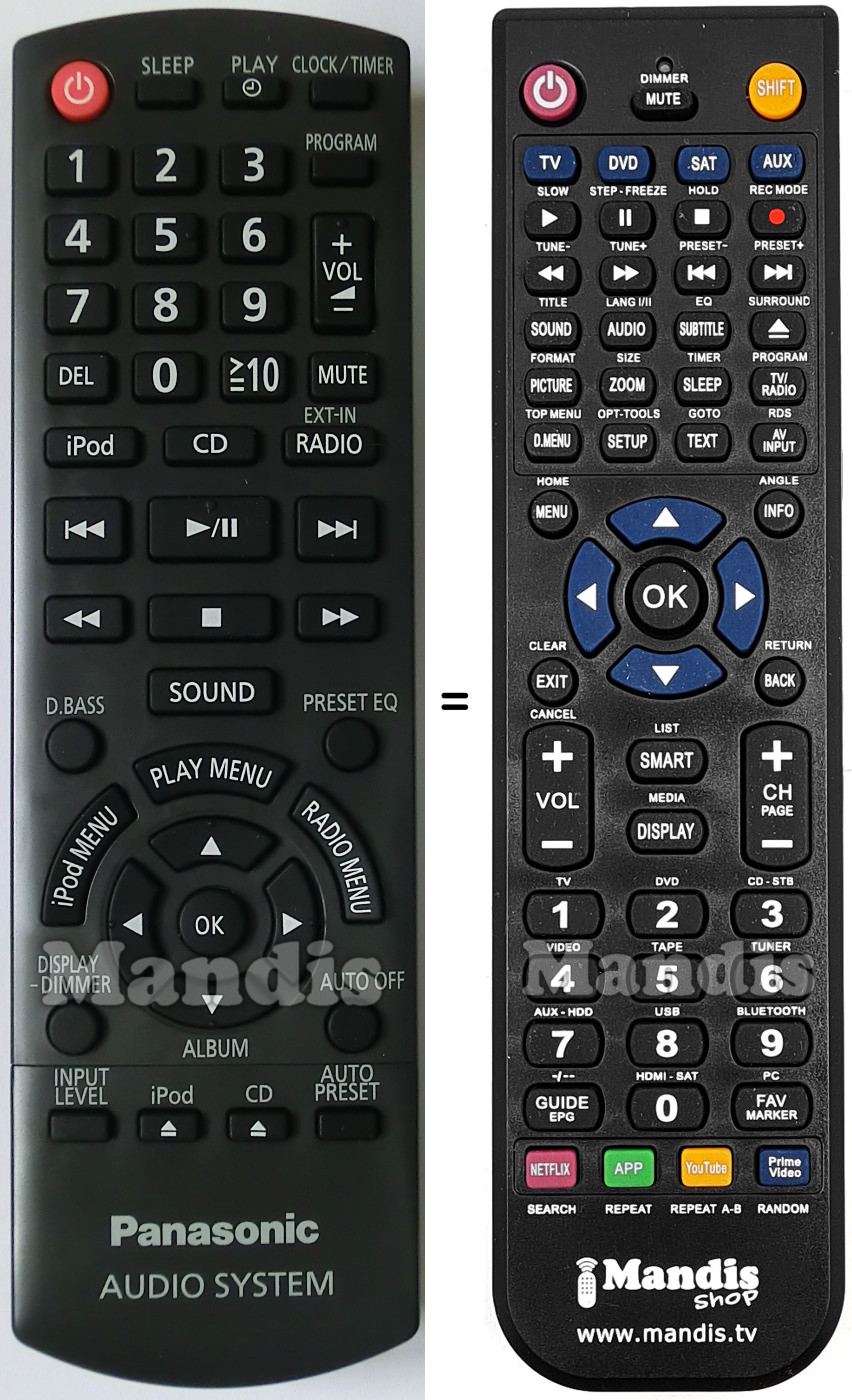 Replacement remote control Panasonic N2QAYB000641
