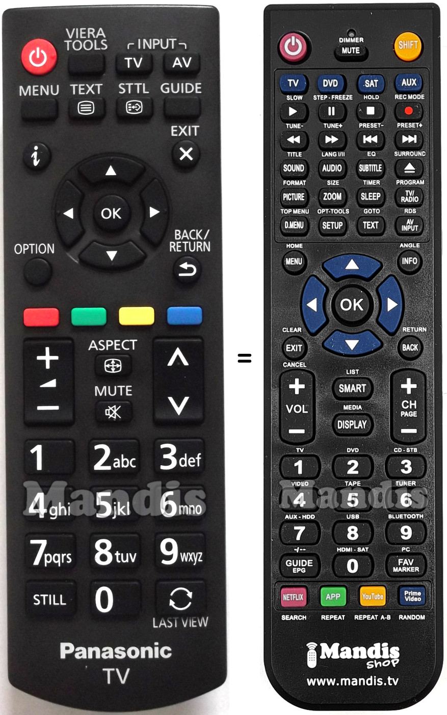 Replacement remote control Panasonic N2QAYB 000815