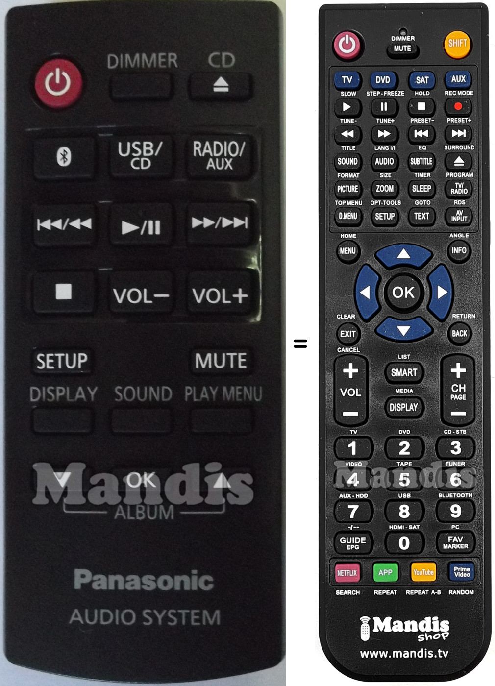 Replacement remote control Panasonic N2QAYB000944