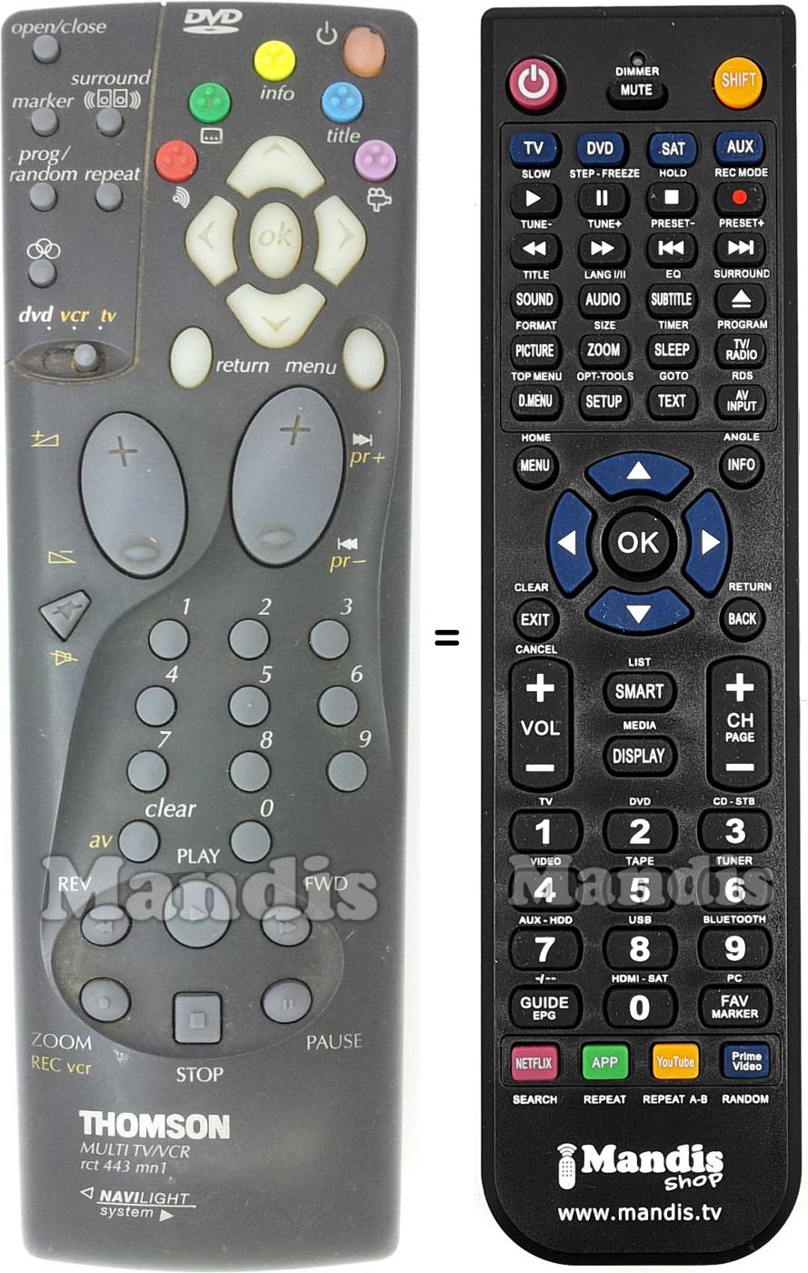 Replacement remote control RCT443MN1