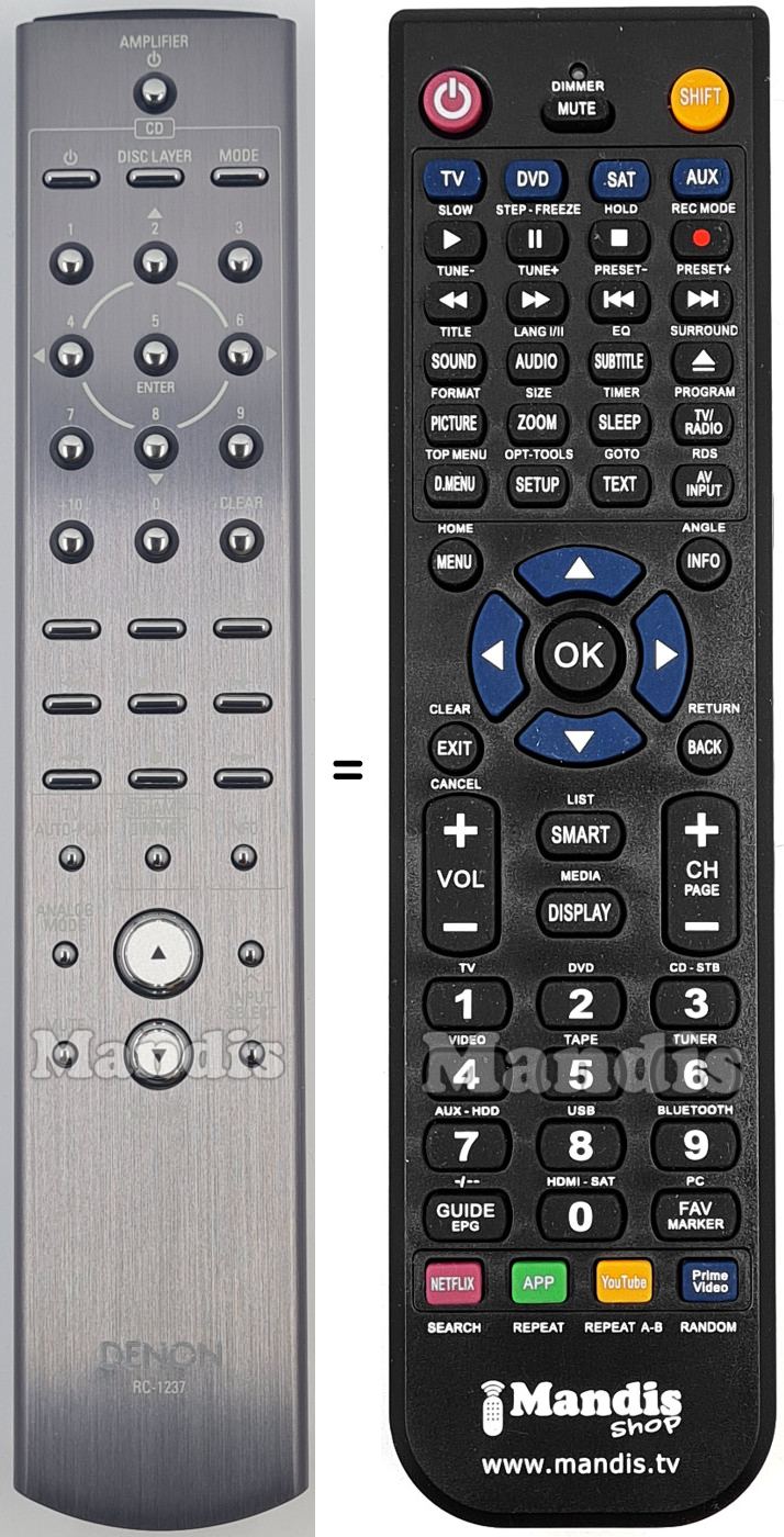 Replacement remote control RC-1237