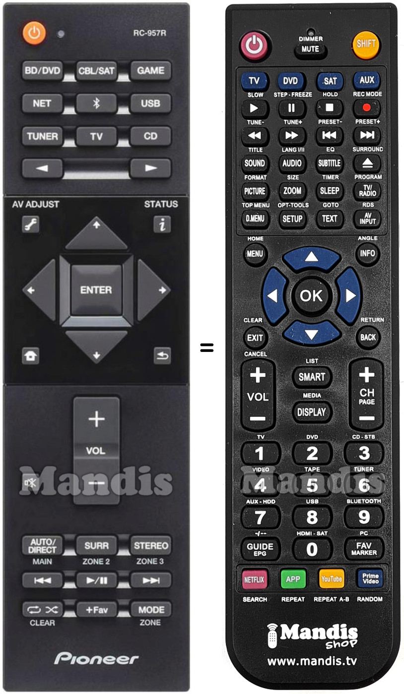 Replacement remote control Pioneer RC-957R