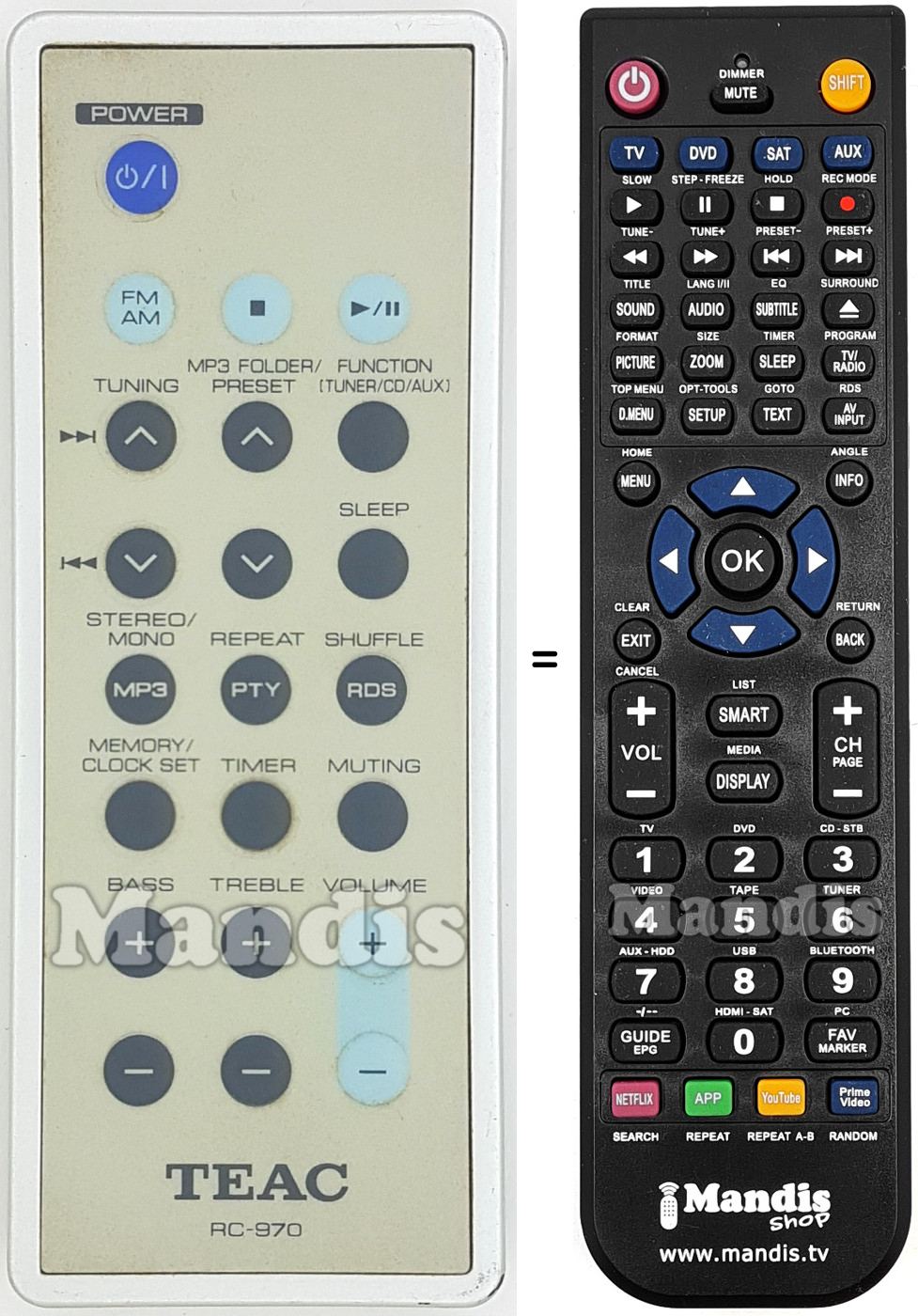 Replacement remote control RC-970