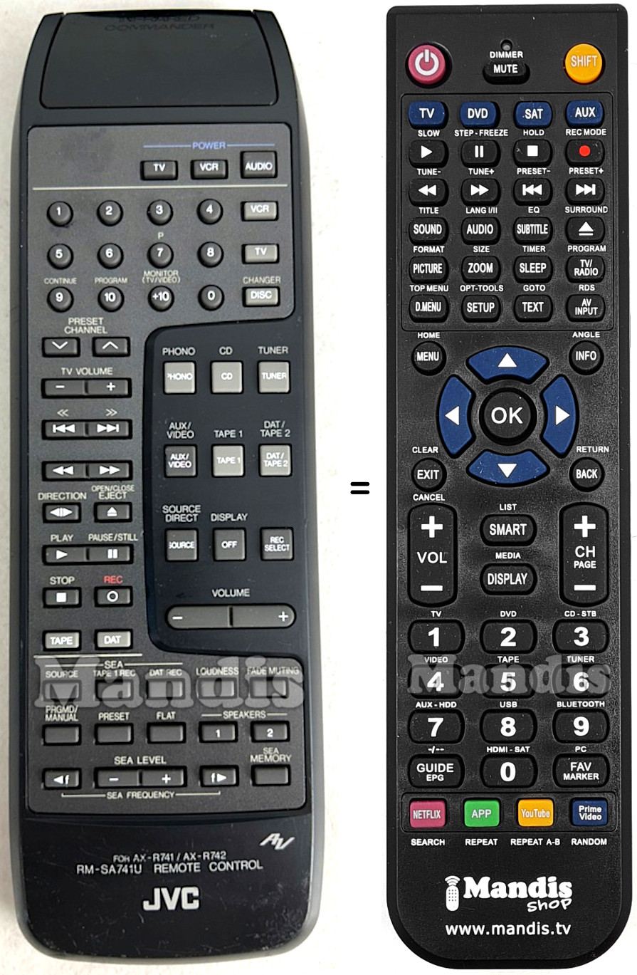 Replacement remote control JVC RM-SA741U