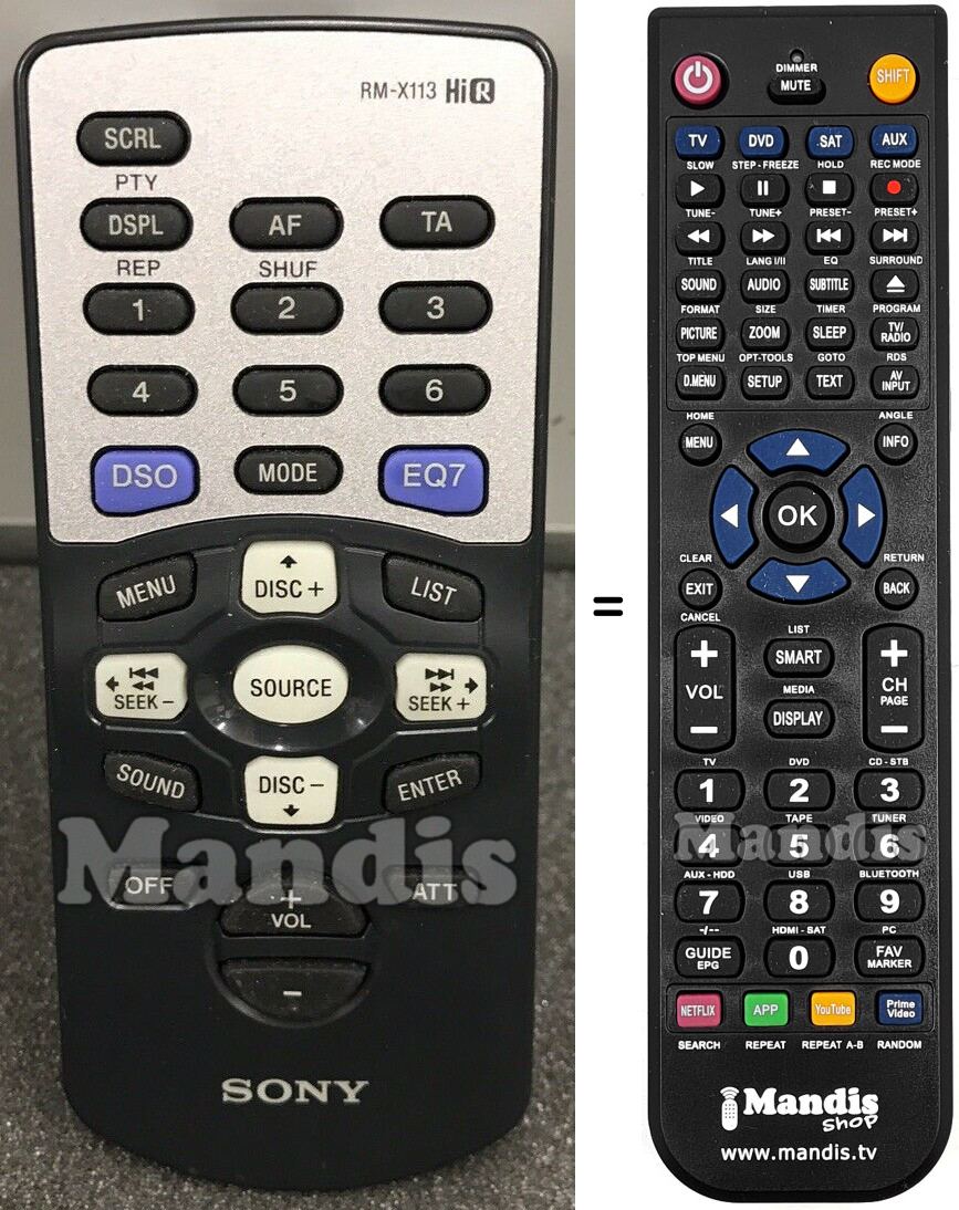 Replacement remote control RM-X113