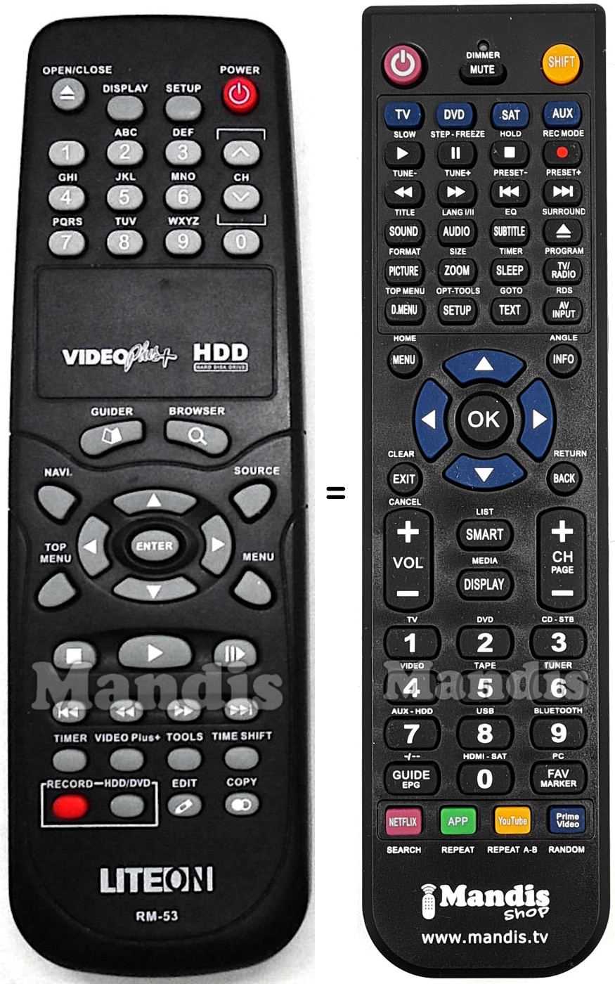 Replacement remote control LITE-ON RM-53